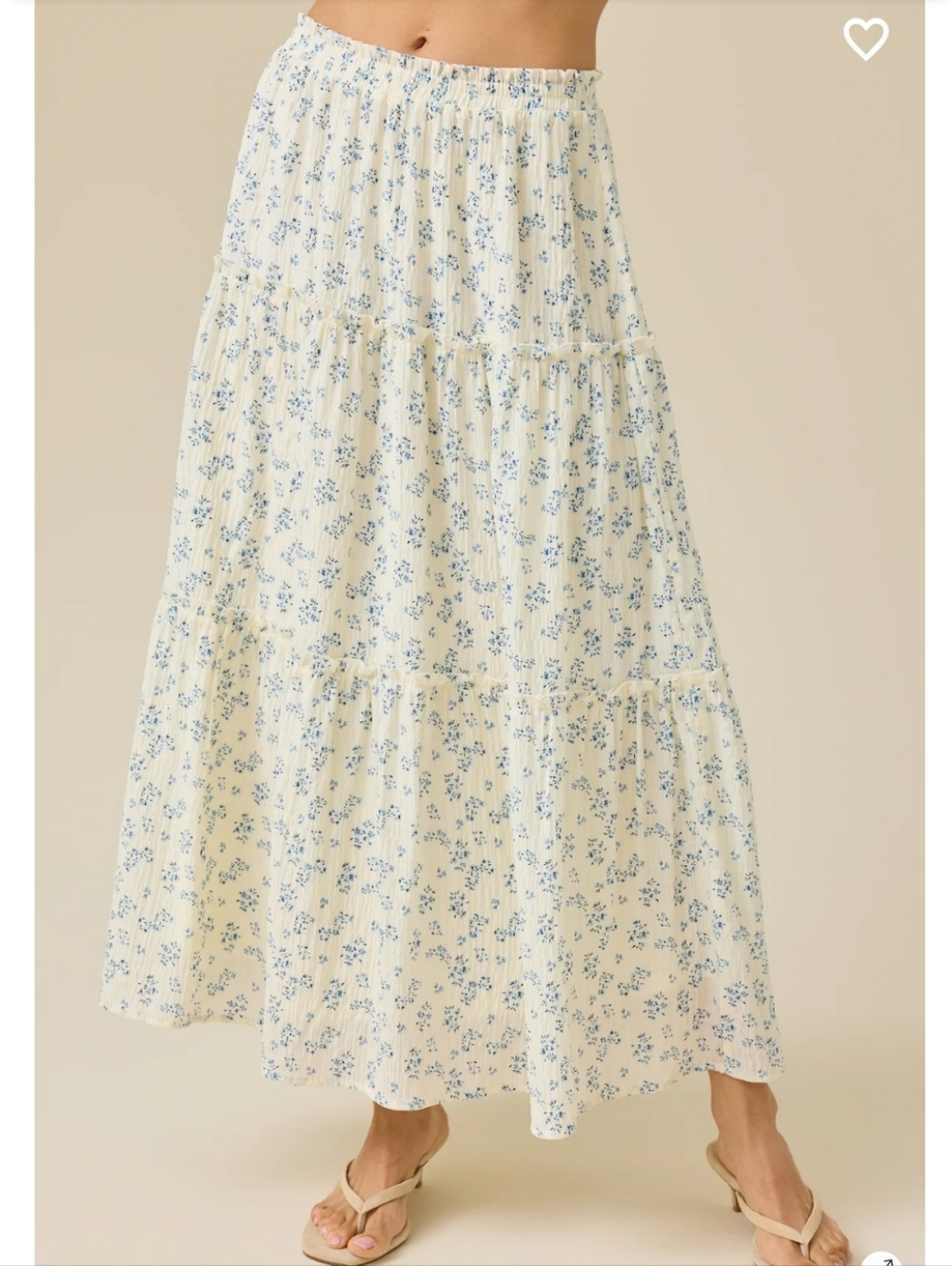 Altar'd State Skirt NWT Size M White Blue Floral Flowy Midi Summer Cottagecore